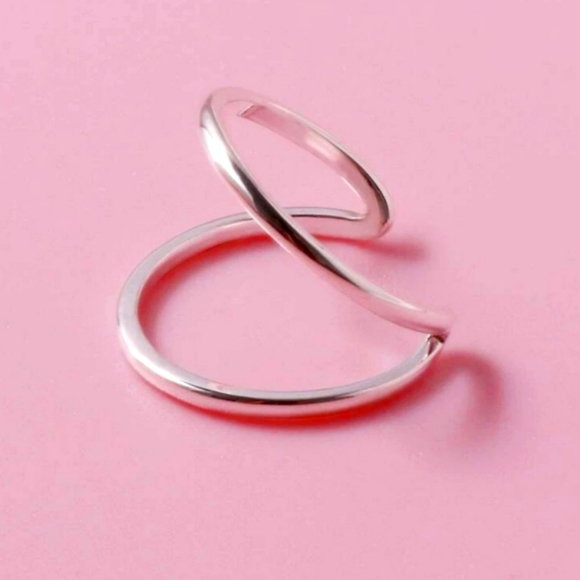 πMODA | Minimalist Silver Colored Cuff Ring sz 7 - Picture 4 of 6